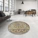 Round Traditional Brown Medallion Rug in a Office, tr1868