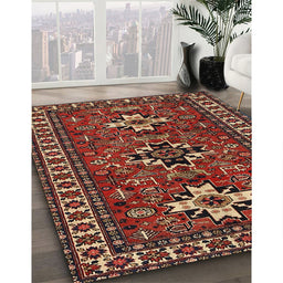 Traditional Cranberry Red Persian Rug in Family Room, tr1869