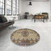 Round Machine Washable Traditional Sepia Brown Rug in a Office, wshtr1870