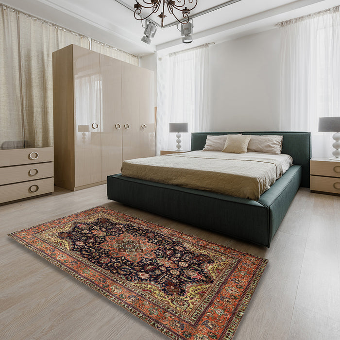 Machine Washable Traditional Night Red Rug in a Bedroom, wshtr1871