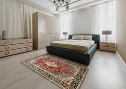 Traditional Camel Brown Persian Rug in a Bedroom, tr1872
