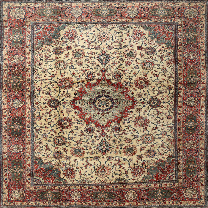 Round Machine Washable Traditional Brown Green Rug, wshtr1873