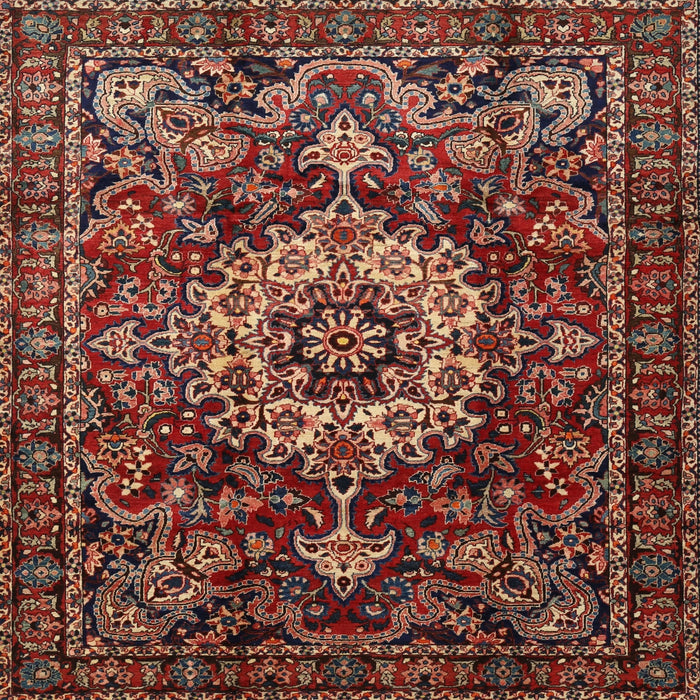 Square Traditional Saffron Red Persian Rug, tr1874