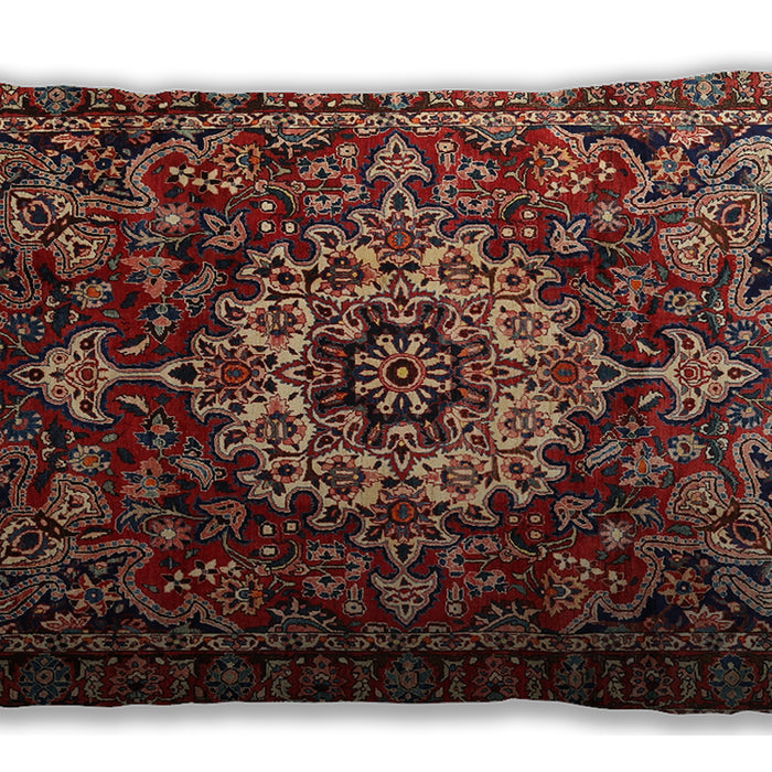 Traditional Classic Rectangular Saffron Red Lumbar Throw Pillow, 13 inch by 19 inch, lbtr1874