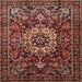 Round Machine Washable Traditional Saffron Red Rug, wshtr1874