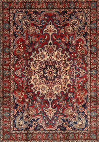 Machine Washable Traditional Saffron Red Rug, wshtr1874