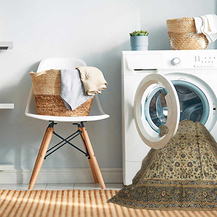Machine Washable Traditional Red Brown Rug in a Washing Machine, wshtr1875