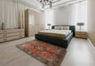 Machine Washable Traditional Saffron Red Rug in a Bedroom, wshtr1876