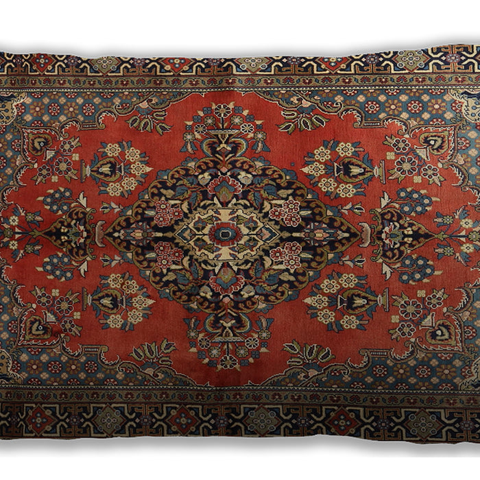 Traditional Classic Rectangular Saffron Red Lumbar Throw Pillow, 13 inch by 19 inch, lbtr1876