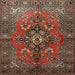 Square Traditional Saffron Red Persian Rug, tr1876