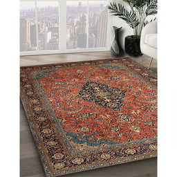 Machine Washable Traditional Dark Almond Brown Rug in a Family Room, wshtr1879