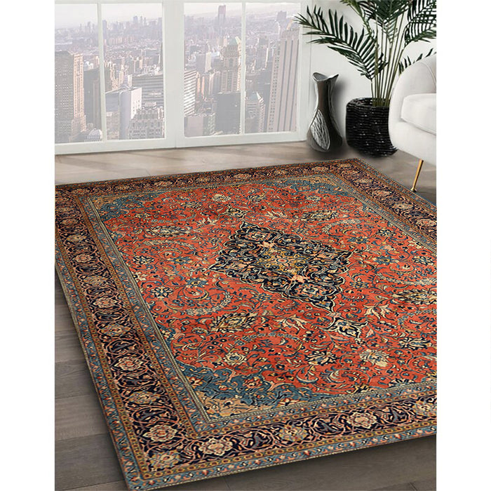 Machine Washable Traditional Dark Almond Brown Rug in a Family Room, wshtr1879