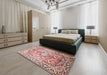 Machine Washable Traditional Cherry Red Rug in a Bedroom, wshtr187