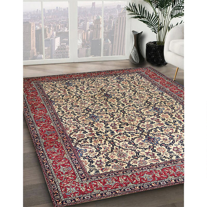 Traditional Light French Beige Brown Persian Rug in Family Room, tr1880