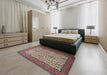 Traditional Light French Beige Brown Persian Rug in a Bedroom, tr1880