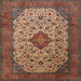 Square Traditional Saffron Red Medallion Rug, tr1882