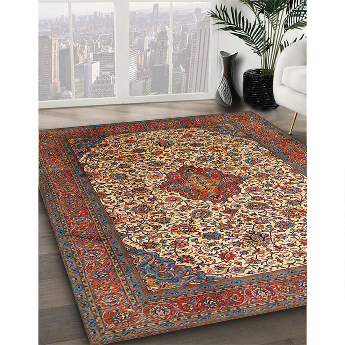 Machine Washable Traditional Saffron Red Rug in a Family Room, wshtr1882