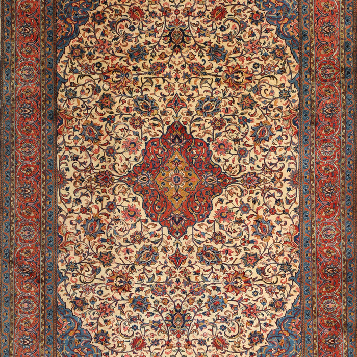 Traditional Saffron Red Medallion Rug, tr1882
