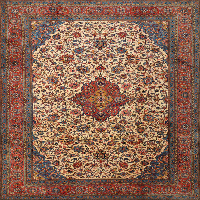 Round Machine Washable Traditional Saffron Red Rug, wshtr1882