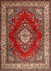 Machine Washable Traditional Tomato Red Rug, wshtr1883