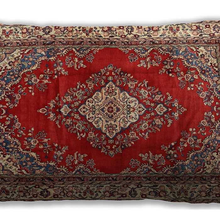 Traditional Classic Rectangular Tomato Red Lumbar Throw Pillow, 13 inch by 19 inch, lbtr1883