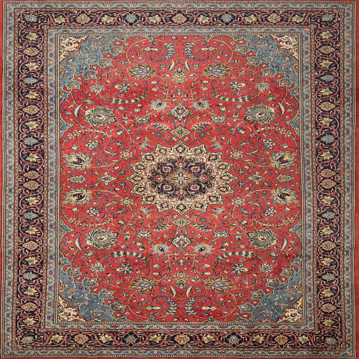Square Traditional Fire Brick Red Persian Rug, tr1884