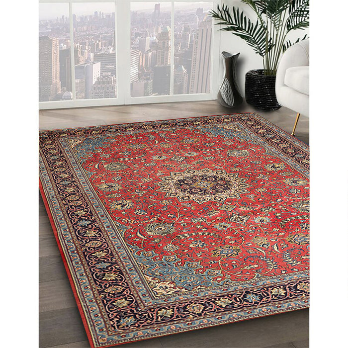 Traditional Fire Brick Red Persian Rug in Family Room, tr1884
