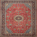 Round Machine Washable Traditional Fire Brick Red Rug, wshtr1884