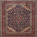 Round Machine Washable Traditional Dark Almond Brown Rug, wshtr1885