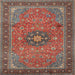 Square Traditional Saffron Red Medallion Rug, tr1887