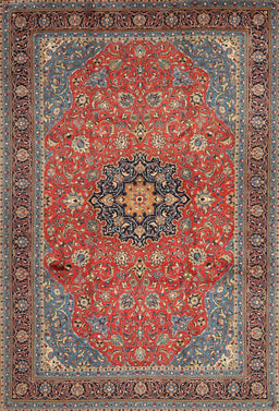 Machine Washable Traditional Saffron Red Rug, wshtr1887