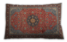 Traditional Classic Rectangular Saffron Red Lumbar Throw Pillow, 13 inch by 19 inch, lbtr1887