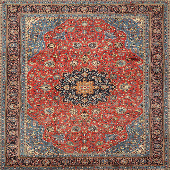 Round Machine Washable Traditional Saffron Red Rug, wshtr1887