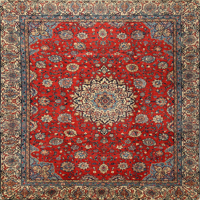 Square Traditional Brown Medallion Rug, tr1888