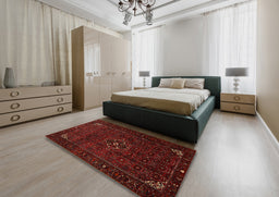 Traditional Crimson Red Persian Rug in a Bedroom, tr1889