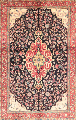 Machine Washable Traditional Brown Red Rug, wshtr188
