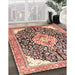 Traditional Brown Red Medallion Rug in Family Room, tr188