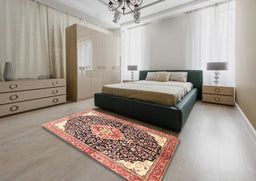 Traditional Brown Red Medallion Rug in a Bedroom, tr188