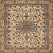 Square Traditional Reddish Brown Medallion Rug, tr1890