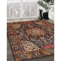 Traditional Orange Brown Medallion Rug, tr1891