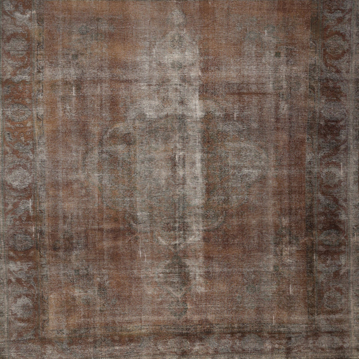 Square Traditional Dark Almond Brown Persian Rug, tr1892