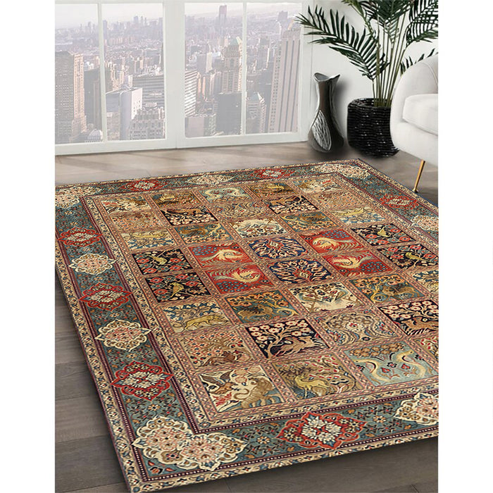 Traditional Dark Sienna Brown Persian Rug in Family Room, tr1894