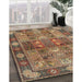 Traditional Dark Sienna Brown Persian Rug in Family Room, tr1894