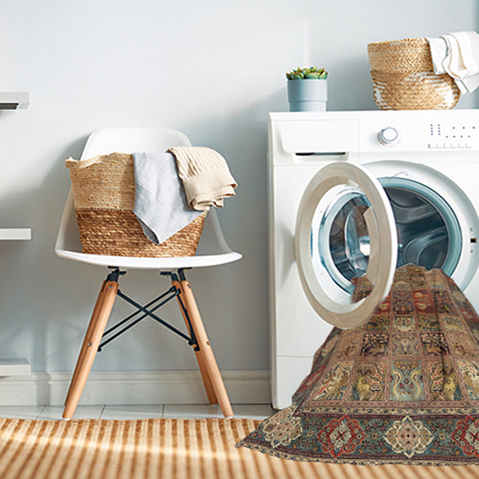 Machine Washable Traditional Dark Sienna Brown Rug in a Washing Machine, wshtr1894
