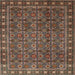 Round Machine Washable Traditional Bakers Brown Rug, wshtr1895