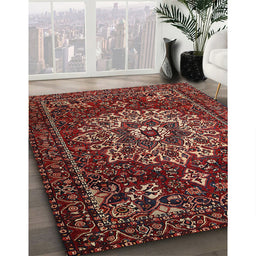 Traditional Dark Gold Brown Persian Rug in Family Room, tr1896