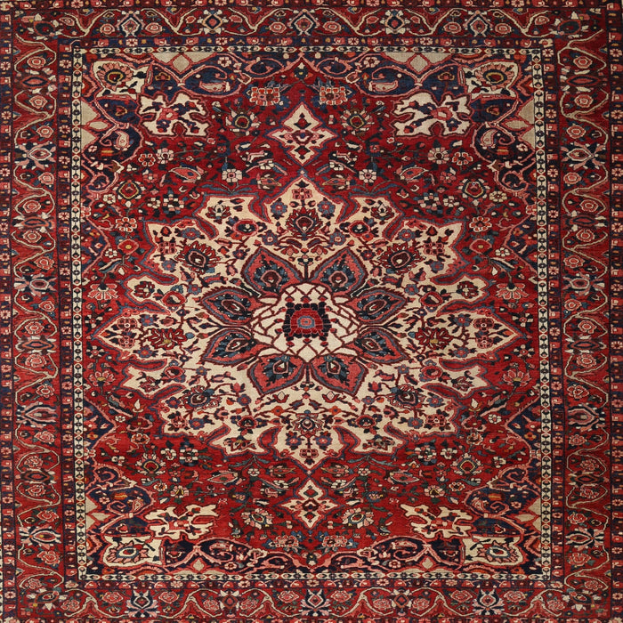 Square Traditional Dark Gold Brown Persian Rug, tr1896
