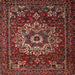 Square Traditional Dark Gold Brown Persian Rug, tr1896