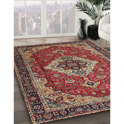 Traditional Saffron Red Persian Rug in Family Room, tr1897