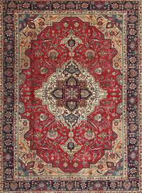 Machine Washable Traditional Saffron Red Rug, wshtr1897